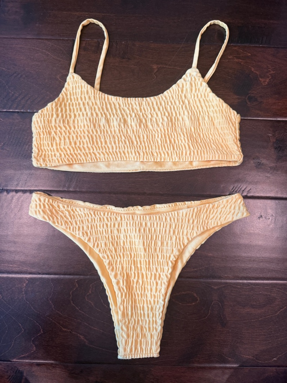 Smocked Two-Piece Bikini Set - Yellow